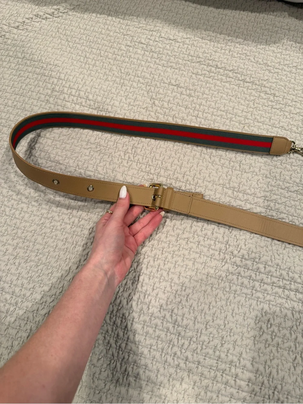 Bandolier Green and Red Stripe Crossbody Strap - Picture 3 of 3